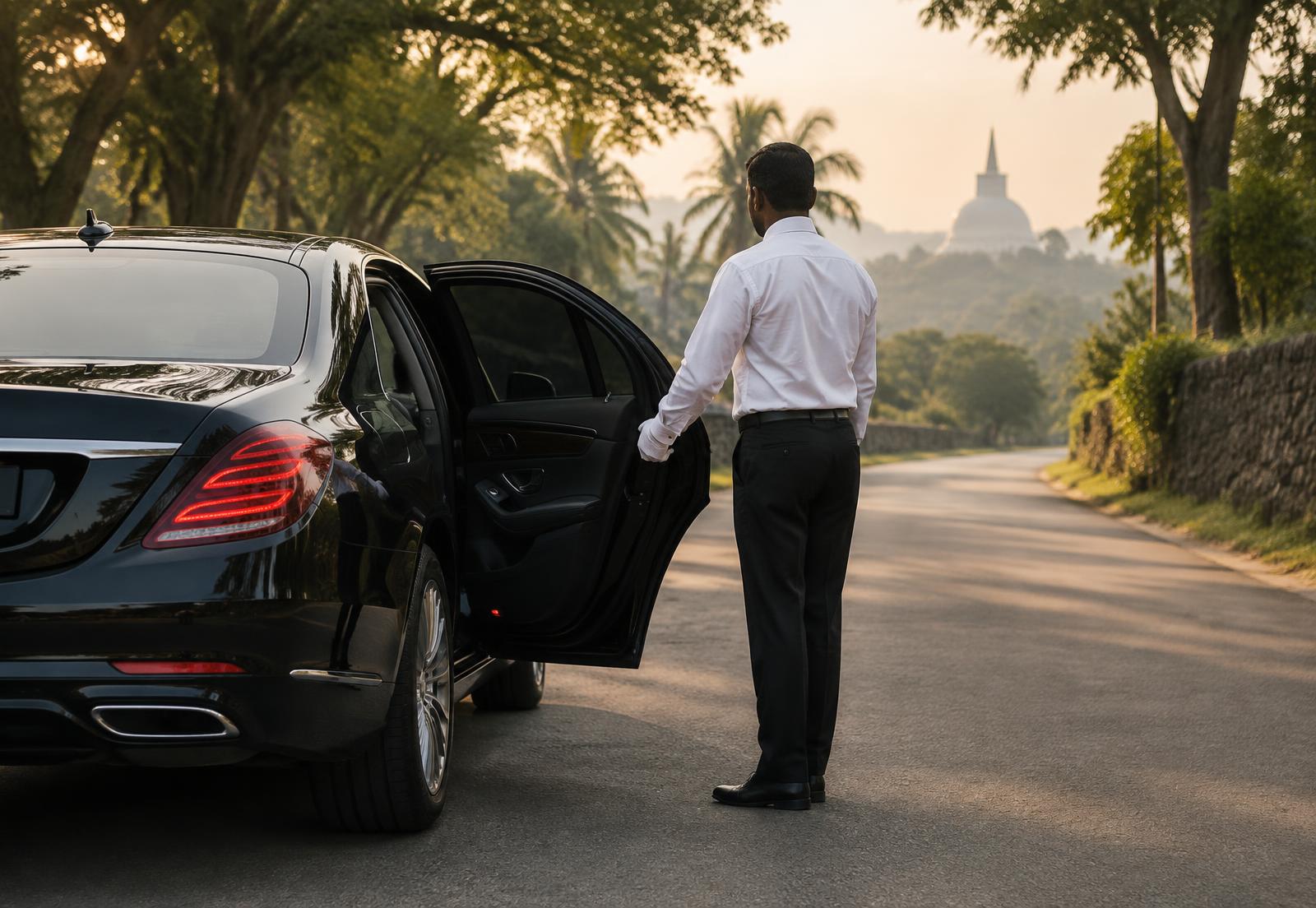 Chauffeur holding the door of a private sedan